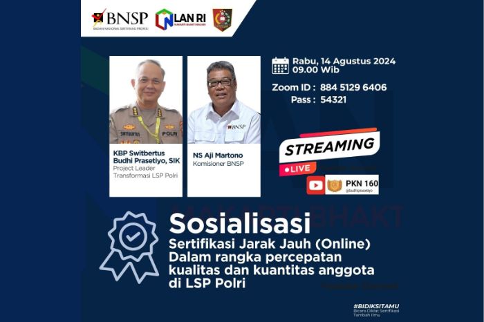 LSP Polri Gandeng BNSP Gelar Sosialisasi Sertifikasi Online, Fokus pada Peningkatan Kompetensi di Era Digital