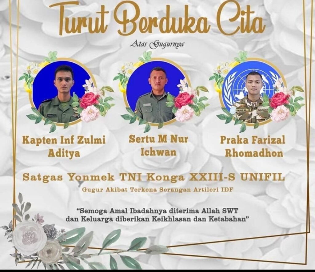 Prabowo Sampaikan Duka Cita atas Gugurnya Tiga Prajurit TNI dalam Misi Perdamaian di Timur Tengah